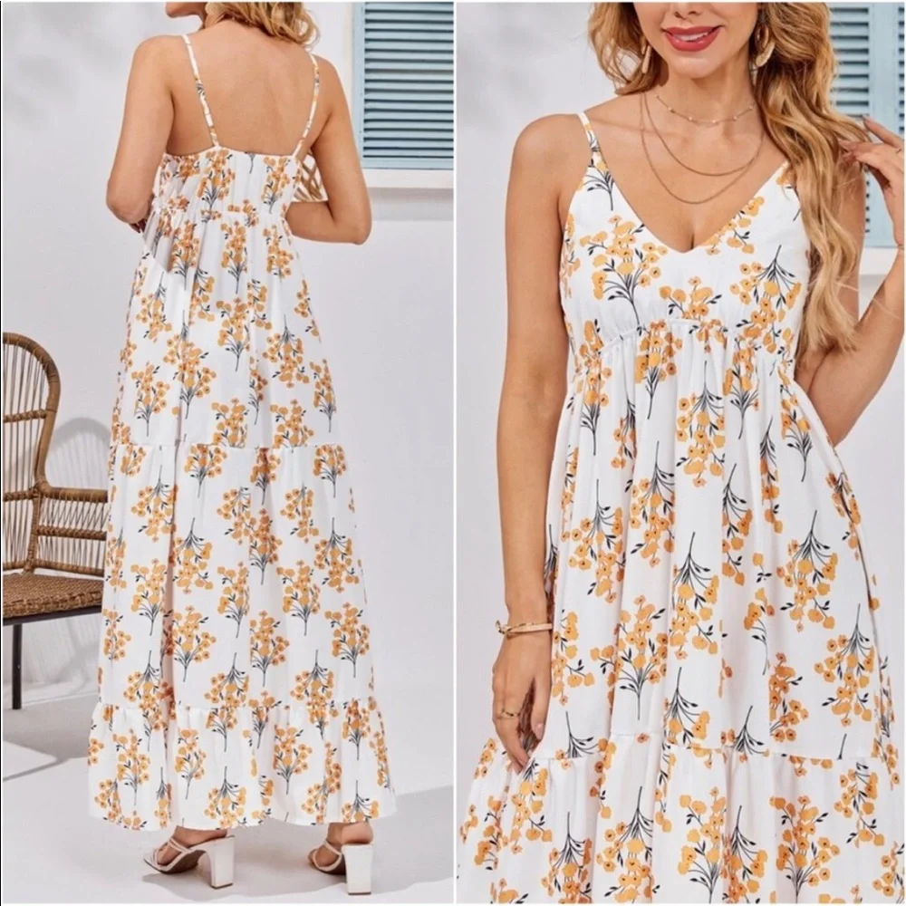 Bohemian Floral Print Cottagecore Maxi Dress - Picture 5 of 6